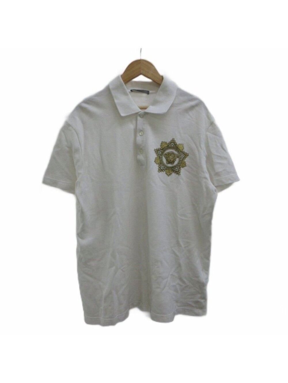 Versace Polo Shirt L White Medusa Embroidery Short Sleeve PP